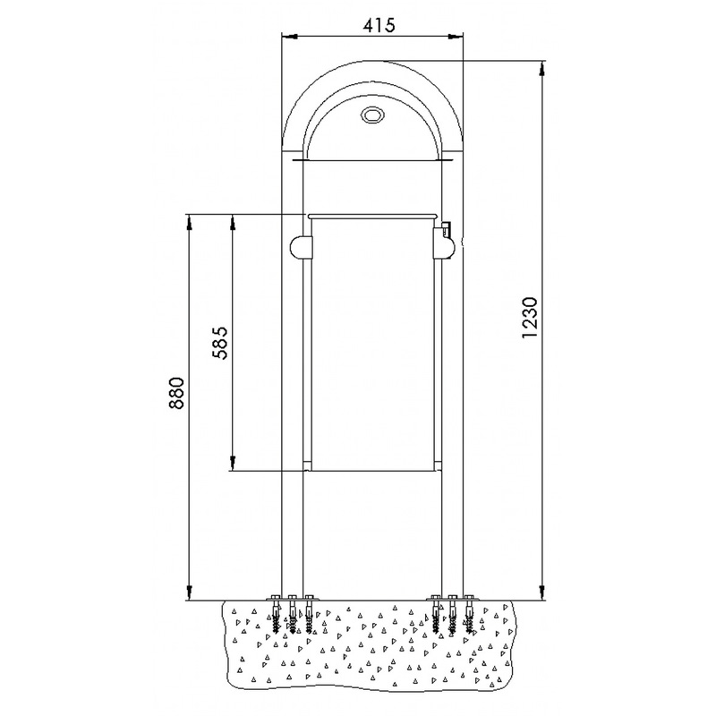 Standabfallbehälter 40 Liter mit Halbkugelhaube Typ 7029 | Skizze Front