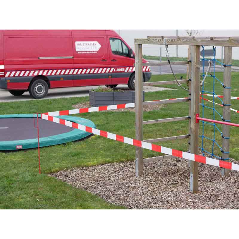 Absperrband rot/weiß | Beispiel abgesperrter Spielplatz